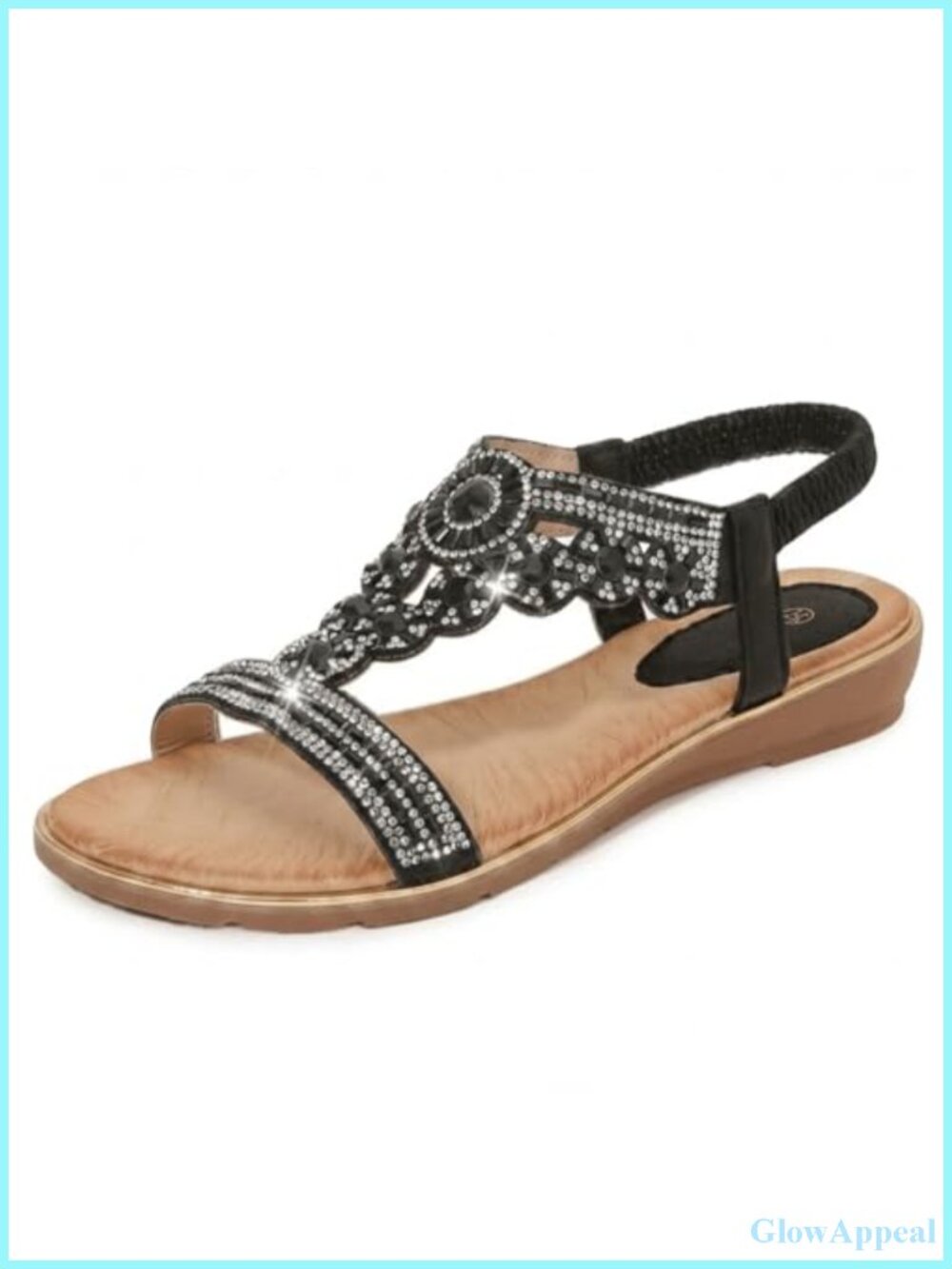 Women's Rhinestone Beaded Flat Sandals Sparkly Slingback Summer Dressy